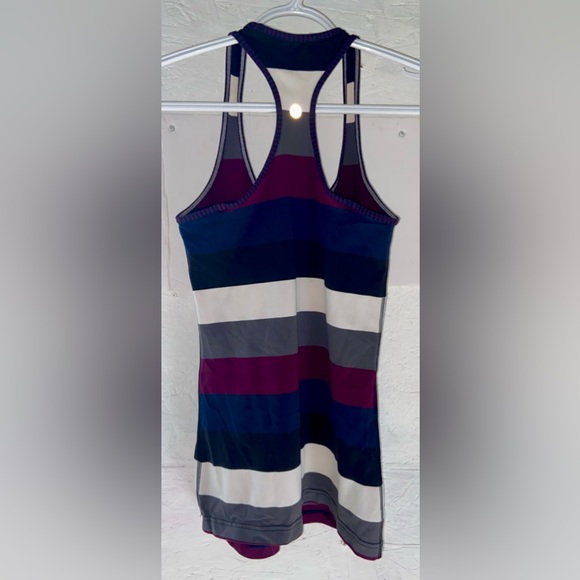 Lululemon Cool Racerback Tank POW Stripe Angel Wing 6 Striped Purple/Navy - Picture 3 of 4